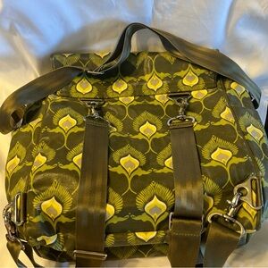Petunia Pickle Bottom Stylish Metro
 Green and Yellow Floral Diaper Bag